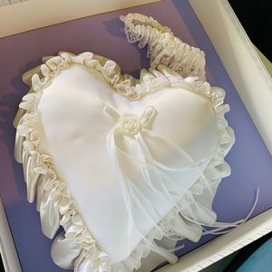 Three items Ring Pillow, Garter Belt, Satin Gloves